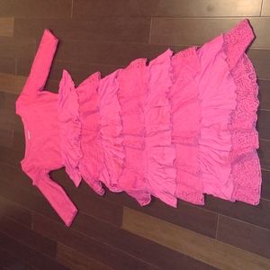 Dainty Jewels pink ruffle full length dress